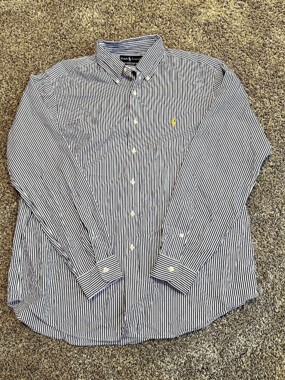 Polo Ralph Lauren Classic Fit XL Blue White Striped Oxford Button Down Shirt